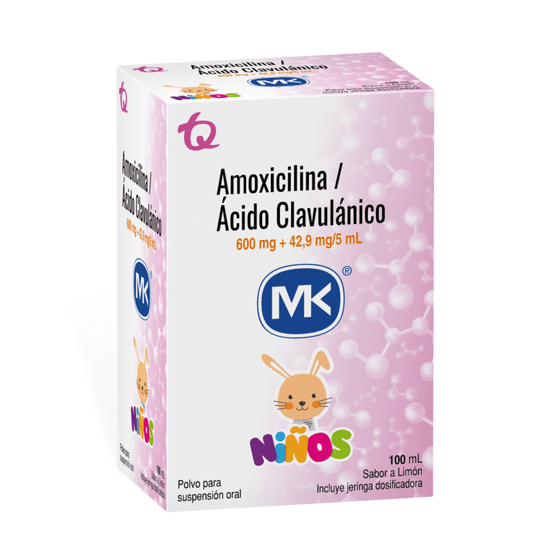 AMOXICILINA / ACIDO CLAVULANICO 600 MG + 42,9 MG /5 ML  100 ML MK