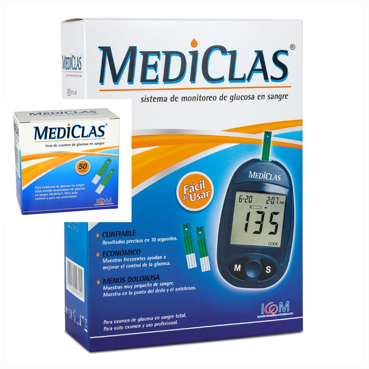 Tiras Reactivas Glucómetro Mediclas 50 Und ICOM
