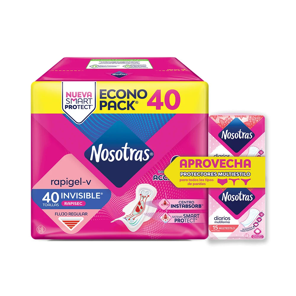 Toallas Nosotras Invisible Rapigel + protectores