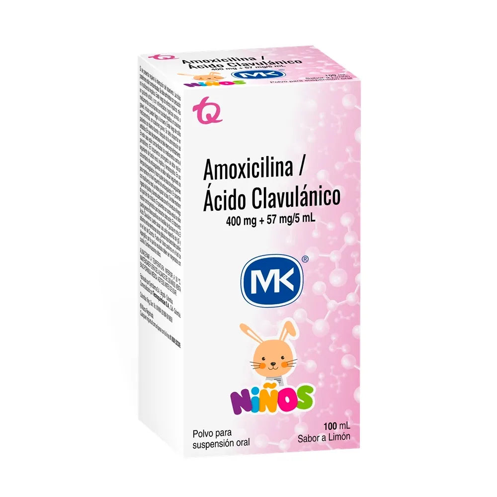 AMOXICILINA / ACIDO CLAVULANICO 400 MG + 57  MG /5 ML 100 ML
