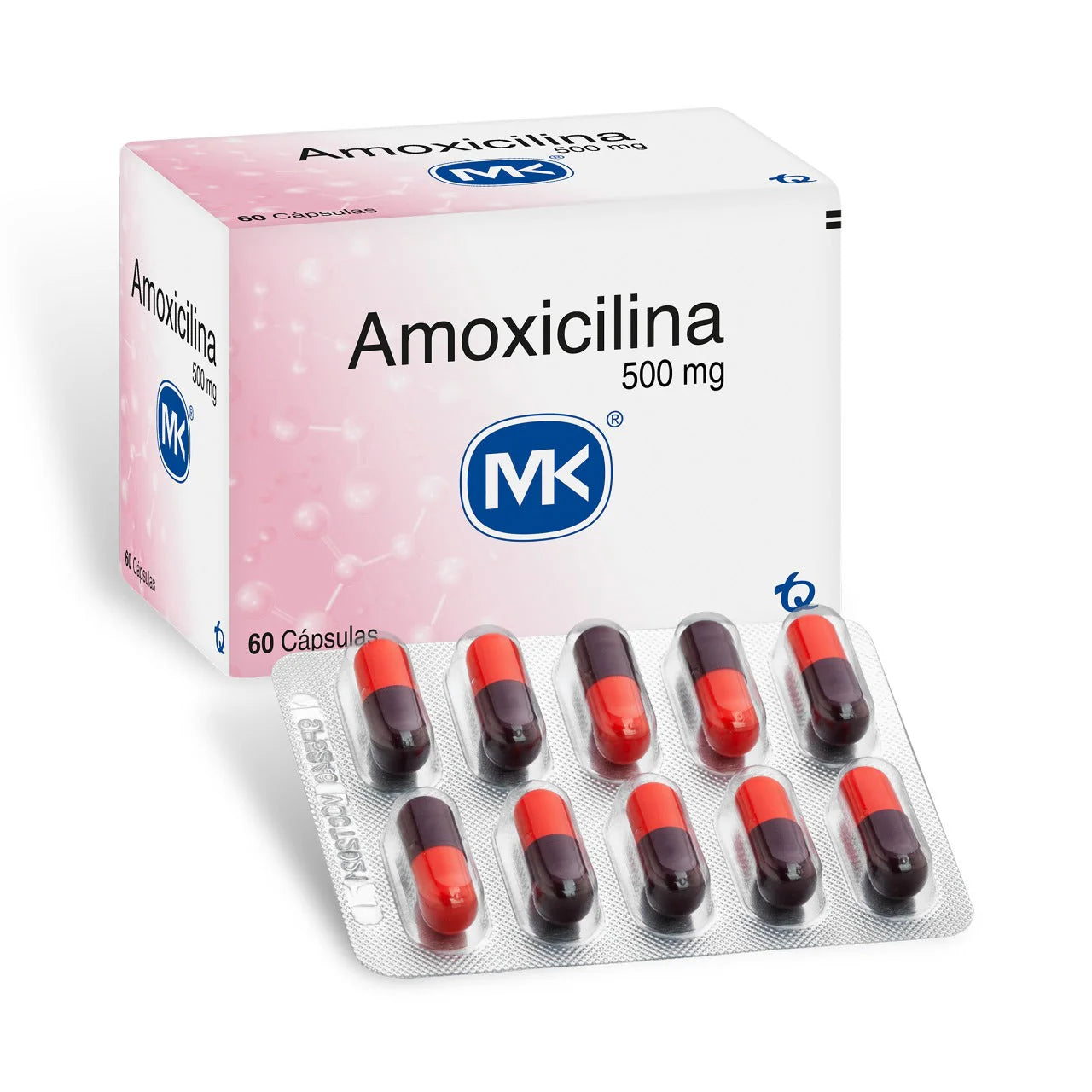 AMOXICILINA CAPSULAS DE 500 MILIGRAMOS CAJA DE 60 UNIDADES MK