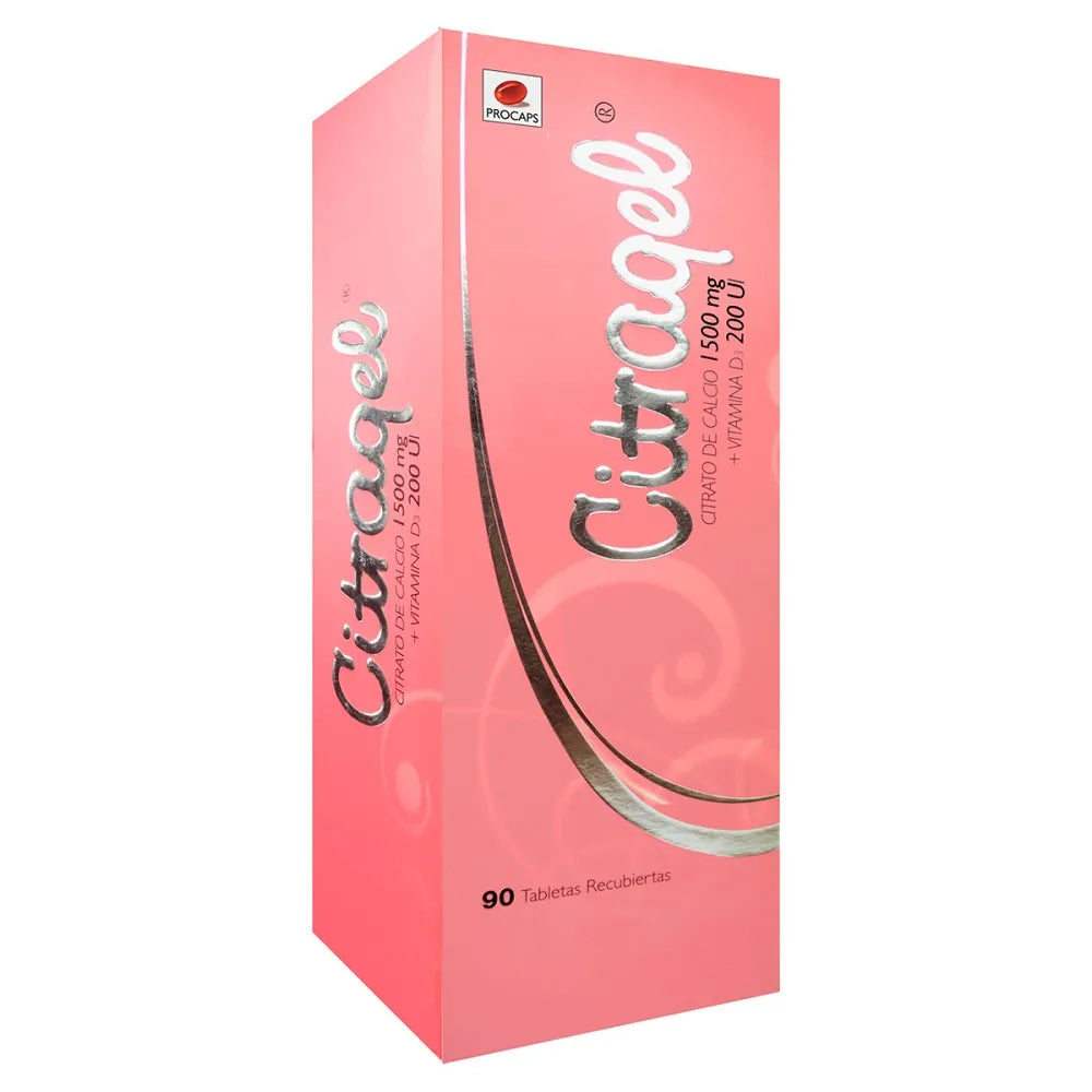 CITRAGEL CALCIO 1,500 MILIGRAMOS / VITAMINA D3 200 UI X 90 TABLETAS RECUBIERTAS