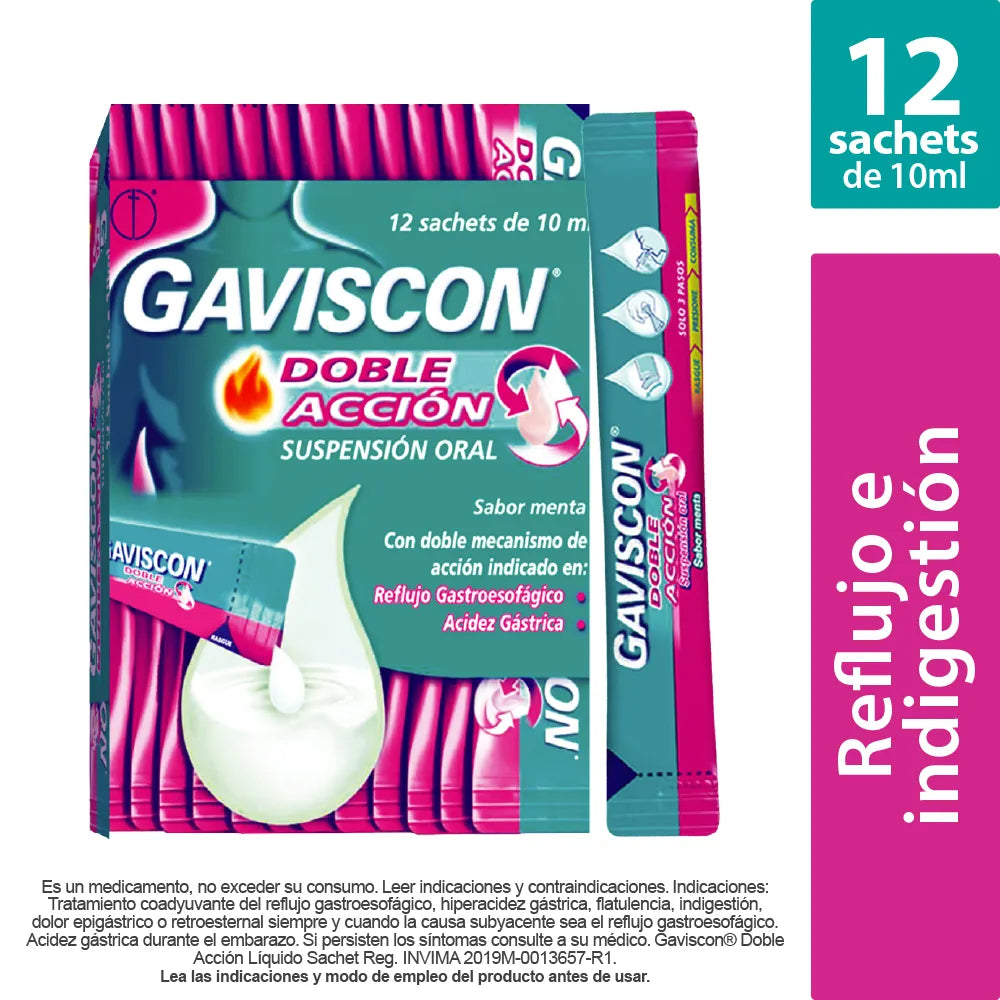 GAVISCON DOBLE ACCION X 12 SOBRES  DE 10 ML