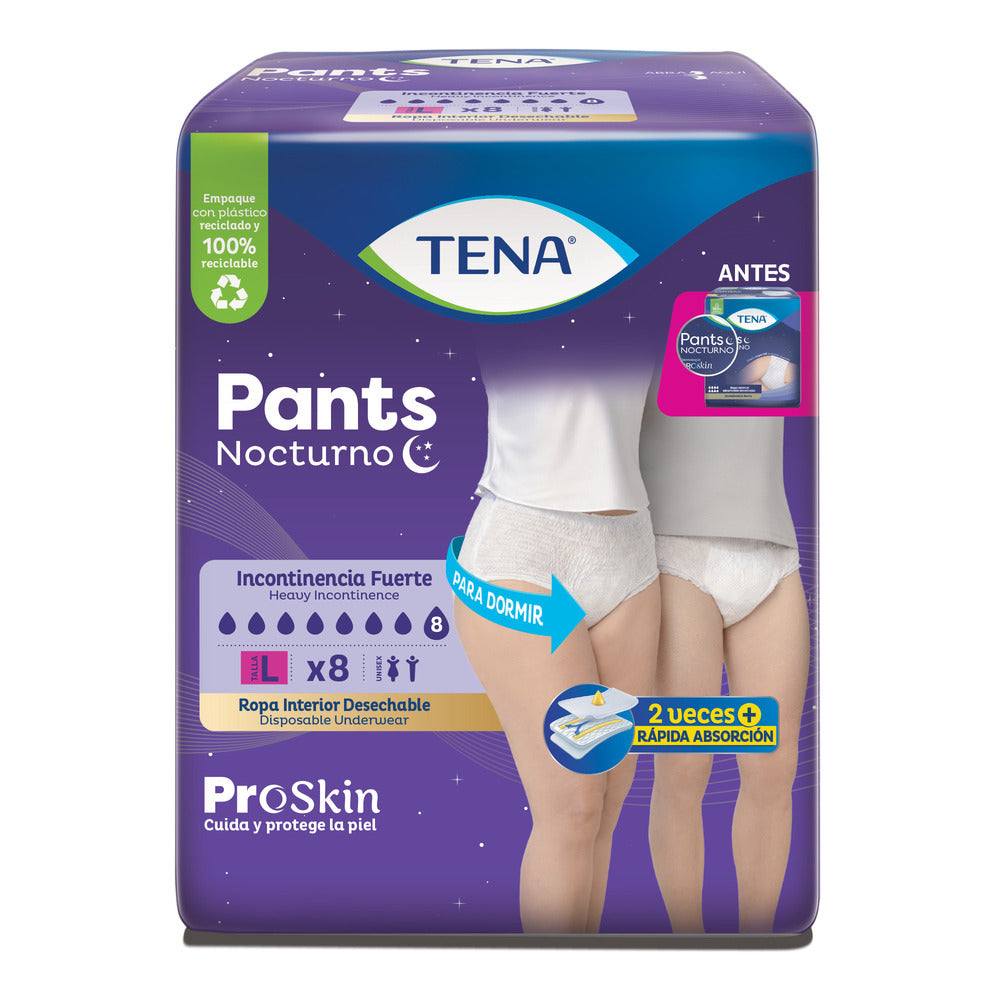 Pañales Tena Pants Nocturno Large 8 Unidades