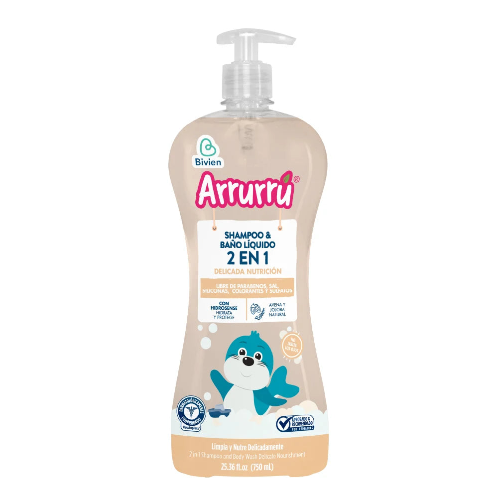 Shampoo y Baño Líquido 2 en 1 Arrurrú Nutritivo 750 ml