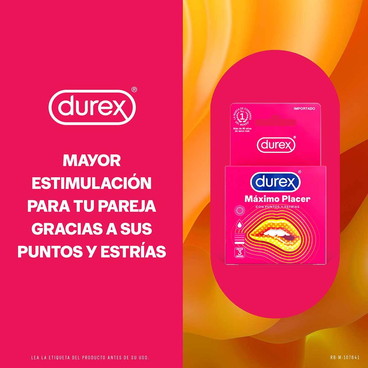 Preservativos Durex Máximo Placer 3 Unidades