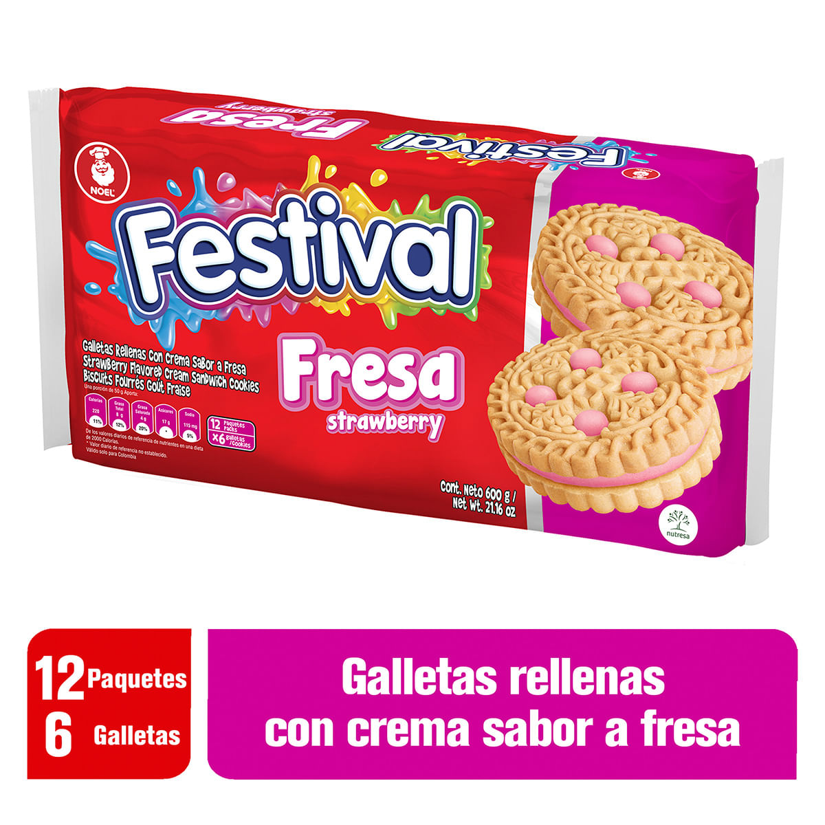 Galletas Festival Fresa x 1 Paquete de 6 Unidades