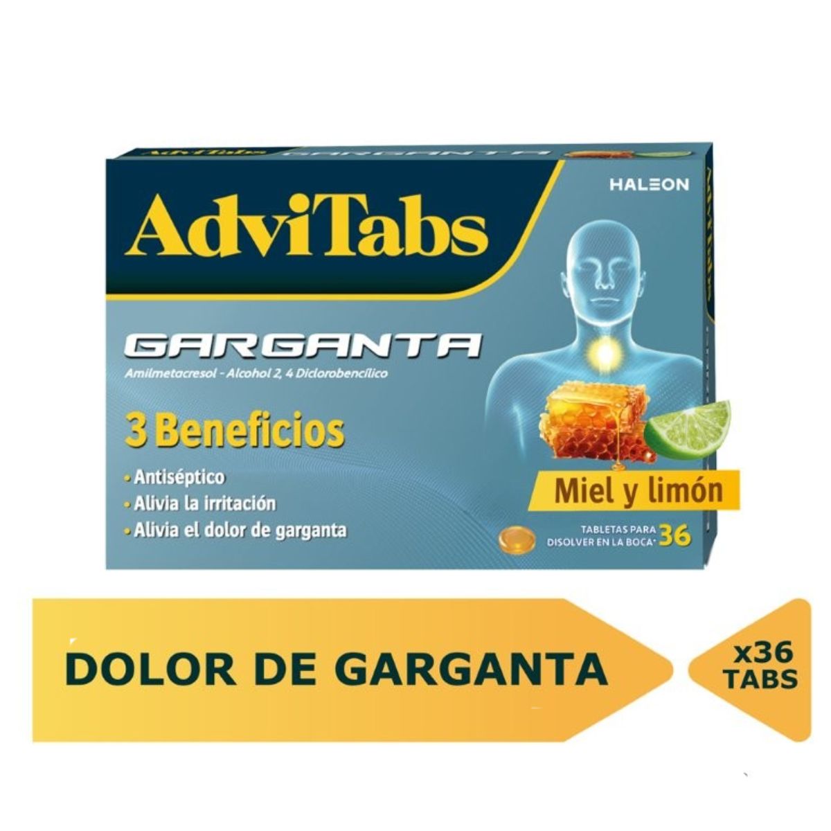 Advitabs Garganta Miel y Limón 36 Tabletas