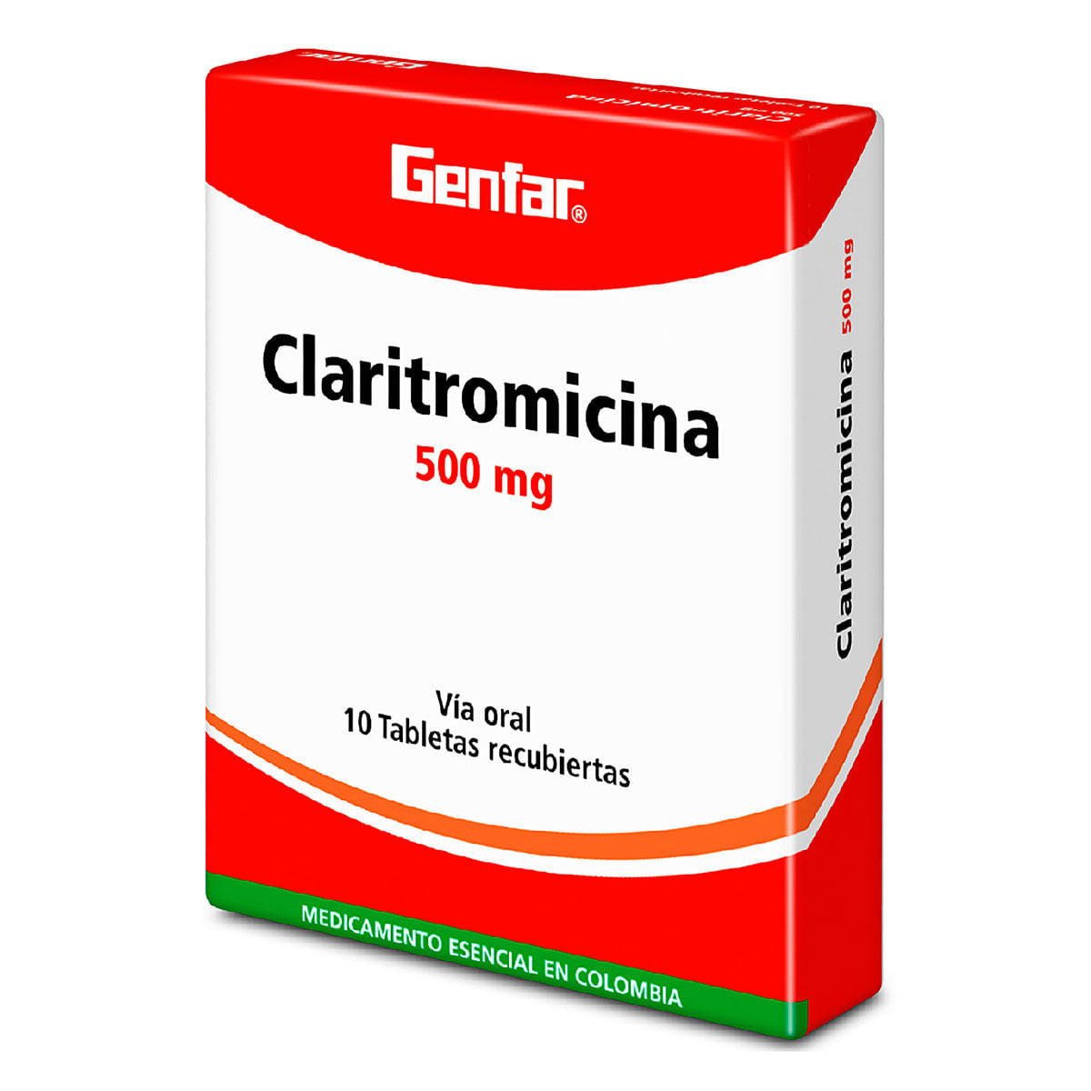 RX - Claritromicina 500 mg 10 Tabletas GF