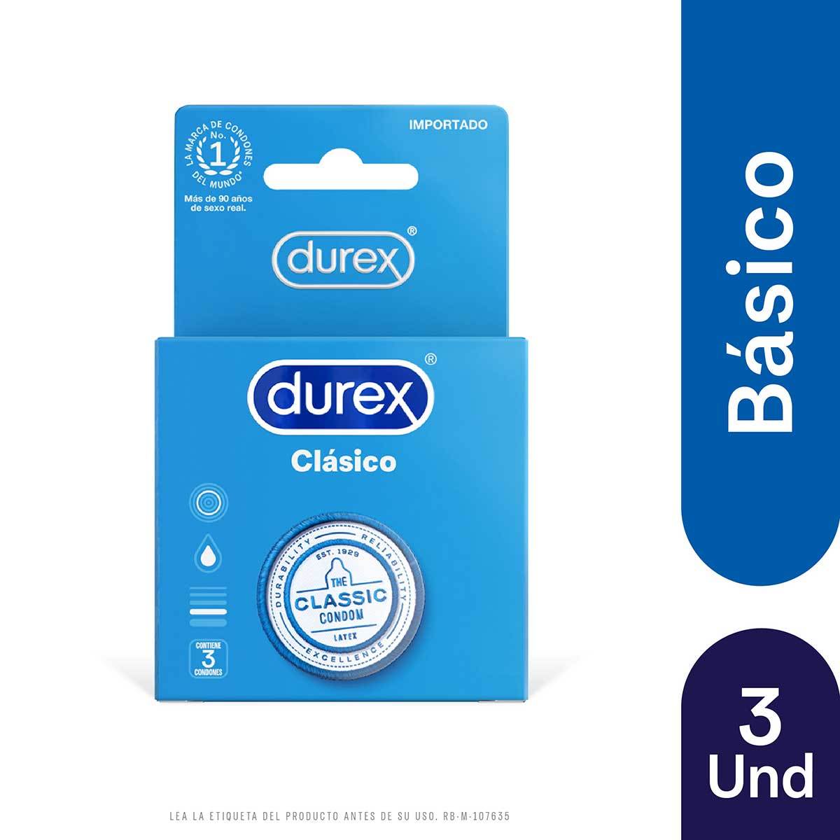 Preservativos Durex Clásico 3 Unidades