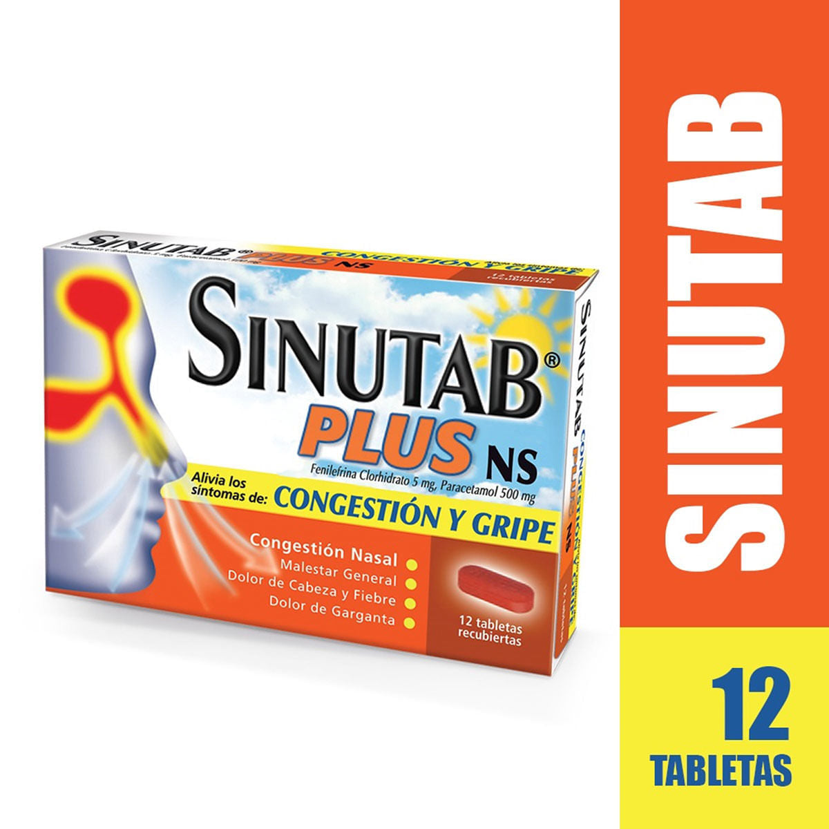 Sinutab Plus NS 12 Tabletas