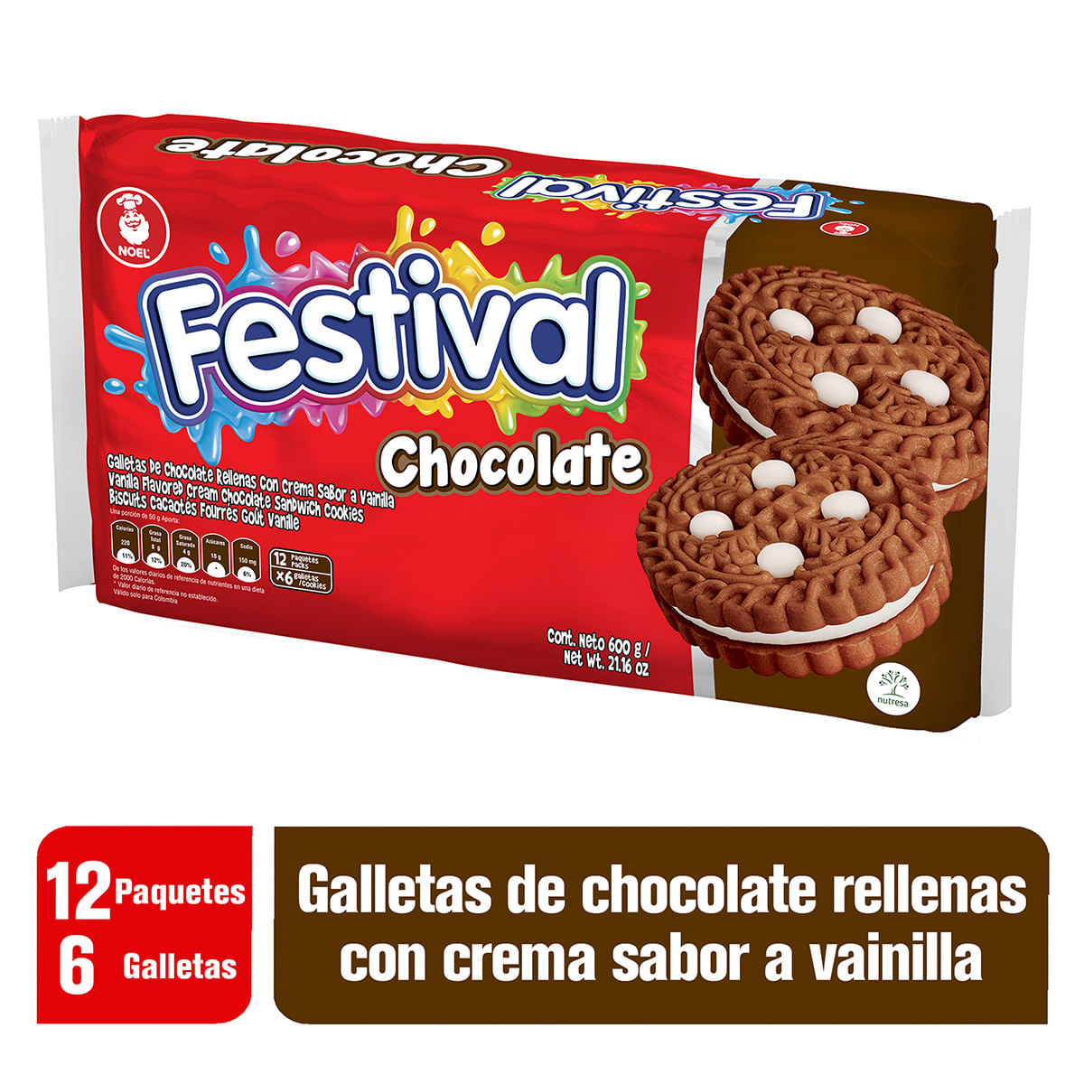 Galletas Festival Chocolate x 12 Paquetes de 6 Unidades