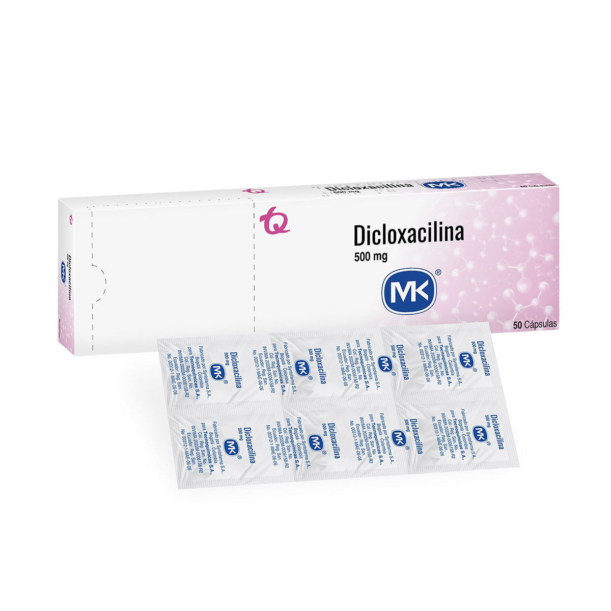 RX - Dicloxacilina 500 mg 10 Cápsulas MK