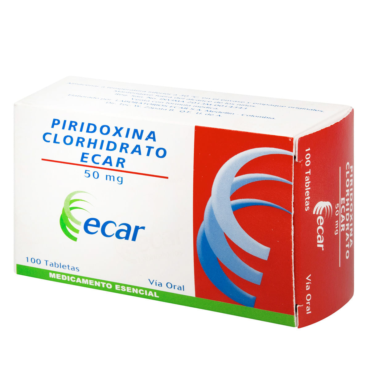 Piridoxina Clorhidrato 50 mg 100 Tabletas EC